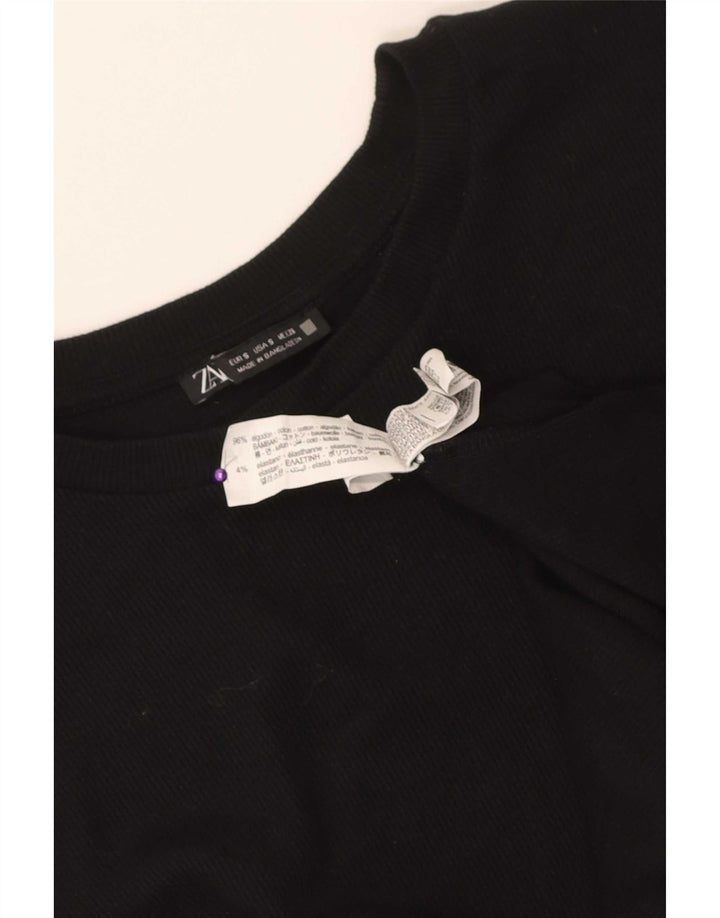 Zara Womens Vest Top UK 10 Small Black Cotton