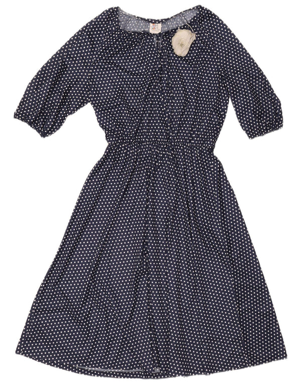 Vintage Womens See Through A-Line Dress UK 10 Small Navy Blue Polyester