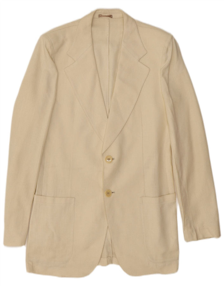 Lebole Mens 2 Button Blazer Jacket UK 36 Small Off White