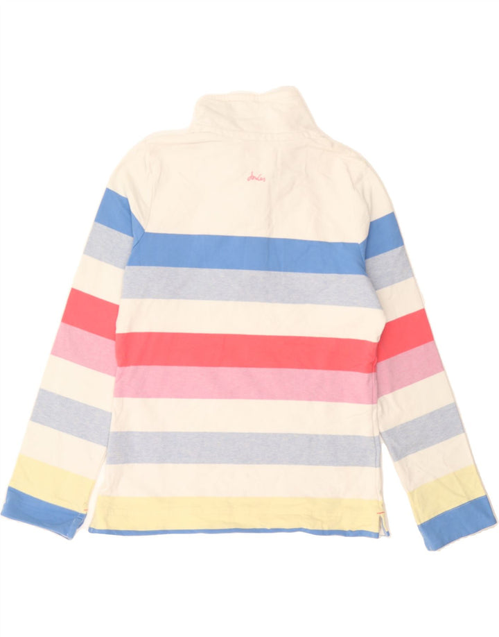 JOULES Womens Button Neck Sweatshirt Jumper UK 10 Small White Striped Vintage Joules and Second-Hand Joules from Messina Hembry 