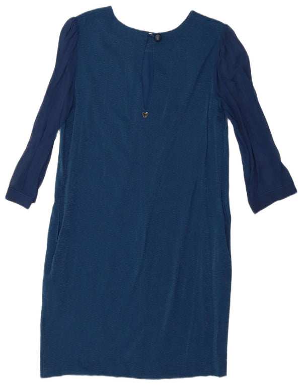 SIMONA BARBIERI Womens Twin-Set 3/4 Sleeve Sheath Dress UK 14 Medium Blue