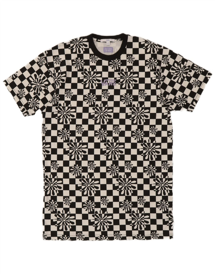 VANS Womens Oversized T-Shirt Dress UK 2 2XS Black Geometric Cotton