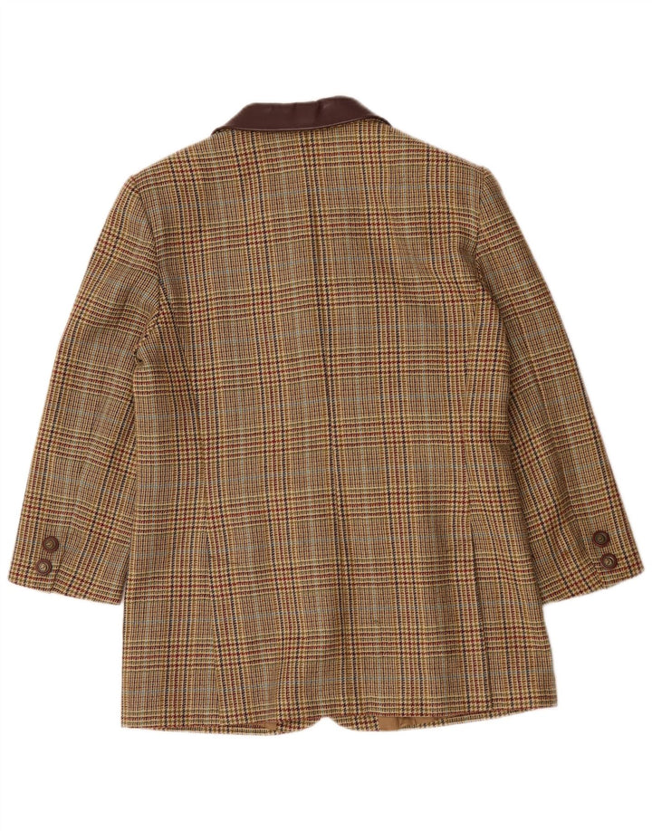 Luisa Spagnoli Womens 3 Button Blazer Jacket IT 46 Large Beige Houndstooth