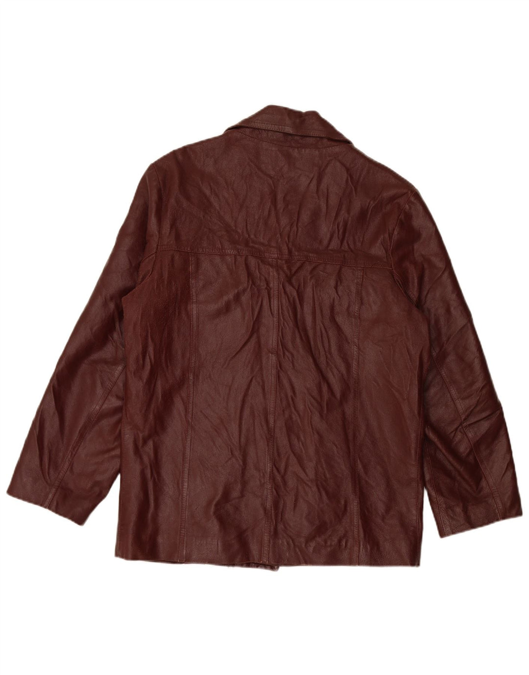 VINTAGE Mens 4 Button Leather Blazer Jacket IT 50 Large Burgundy Leather