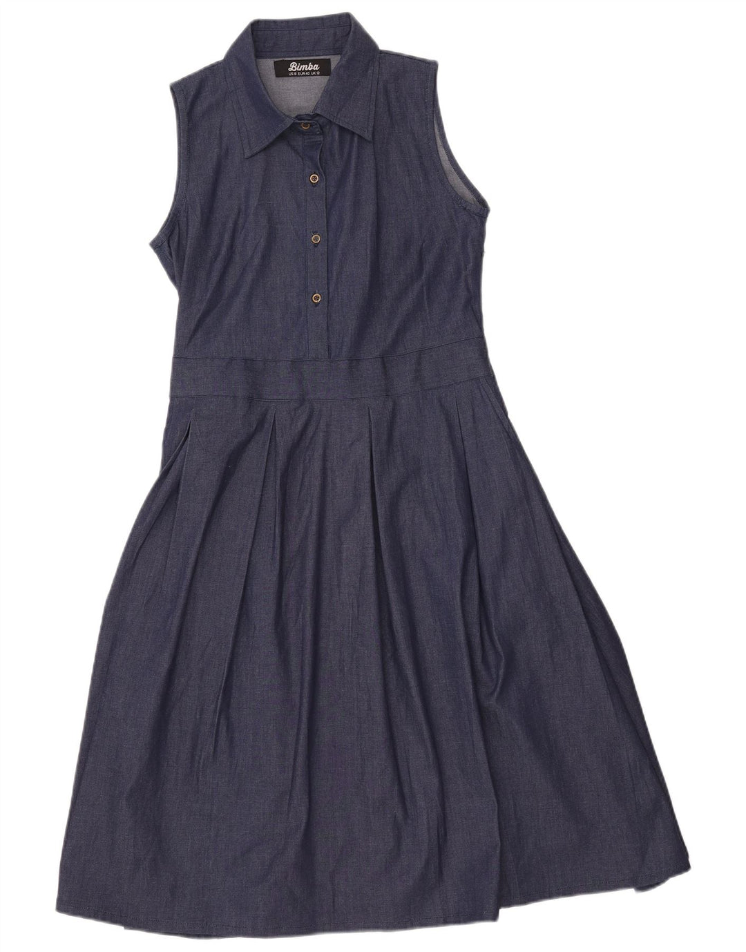 VINTAGE Womens Sleeveless Denim Dress UK 12 Medium Navy Blue