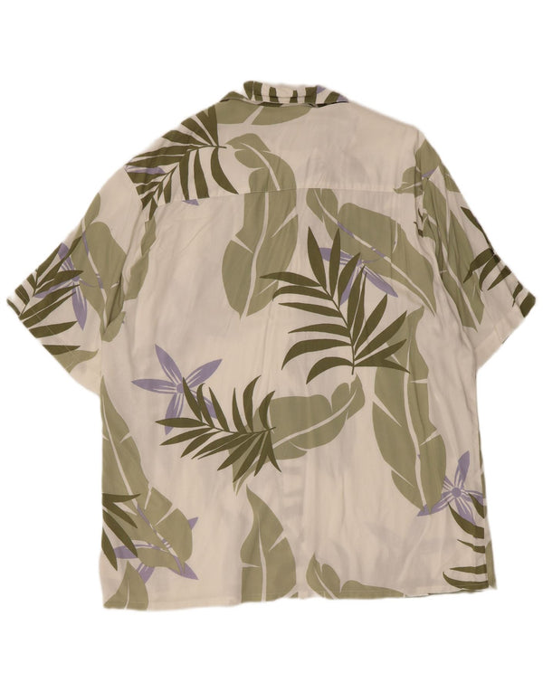 Puritan Mens Short Sleeve Shirt Size 42/44 Large Green Floral Hawaiian