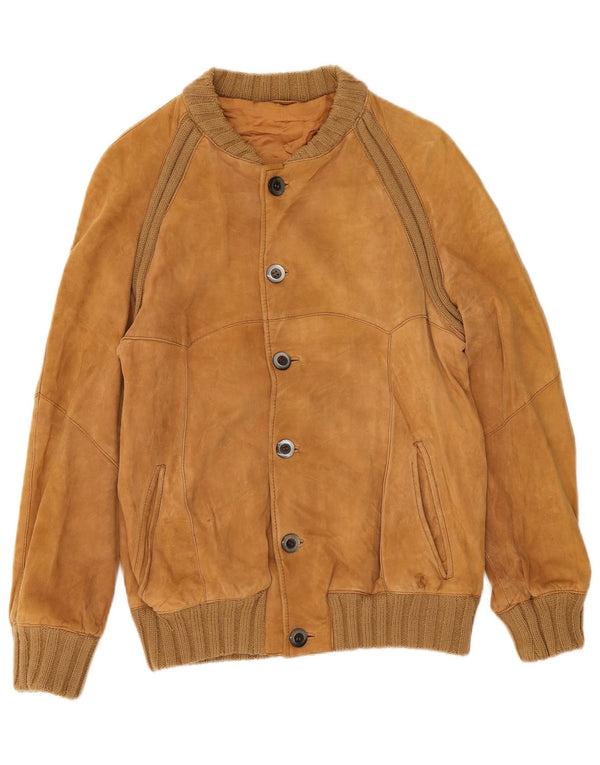 Vintage Mens Suede Bomber Jacket IT 46 Small Beige