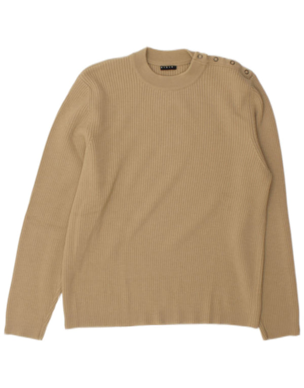 Sisley Mens Crew Neck Jumper Sweater XL Beige Wool