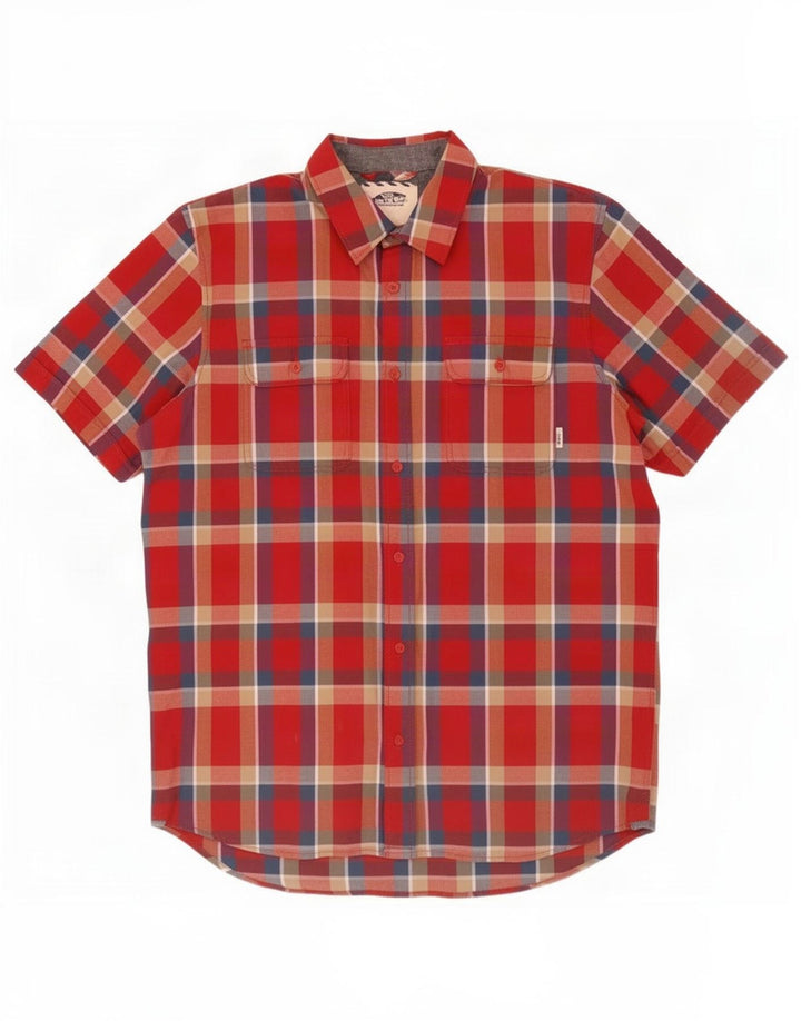 Vans Mens Short Sleeve Shirt Medium Red Check Cotton