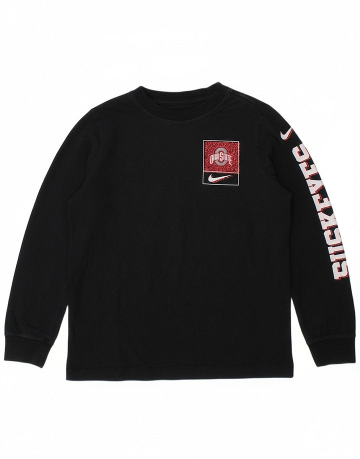 NIKE Boys Graphic Top Long Sleeve 8-9 Years Small Navy Blue