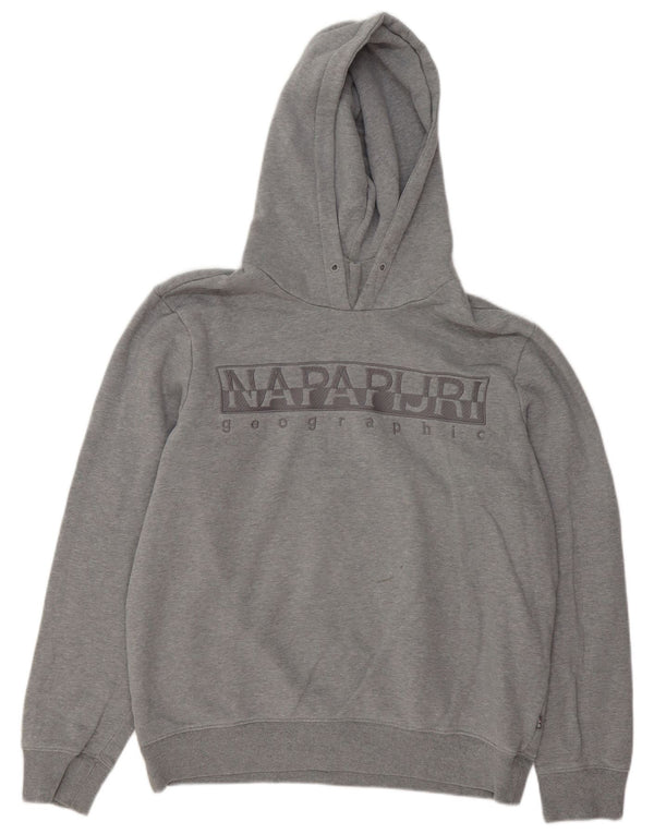 Napapijri Mens Graphic Hoodie Jumper XL Grey Cotton