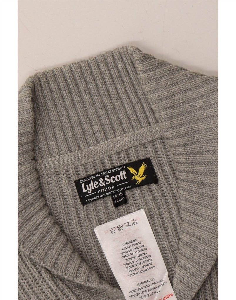 LYLE & SCOTT Boys Cardigan Sweater 14-15 Years Grey Cotton Vintage Lyle & Scott and Second-Hand Lyle & Scott from Messina Hembry 