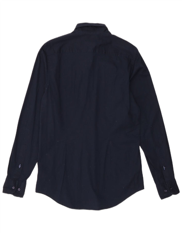 Tommy Hilfiger Mens Slim Fit Shirt Medium Navy Blue Cotton