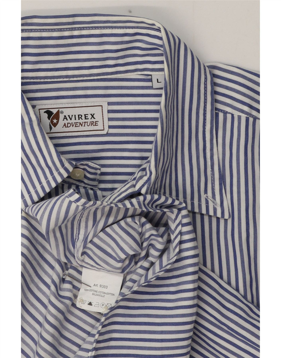 Avirex Mens Shirt Large Blue Pinstripe Cotton