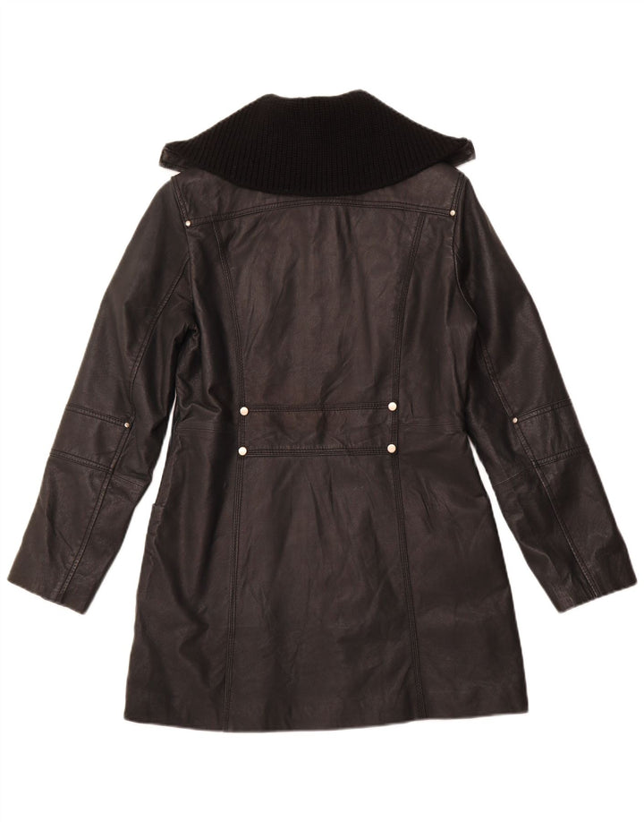 CONBIPEL Womens Leather Coat IT 44 Medium Black Leather