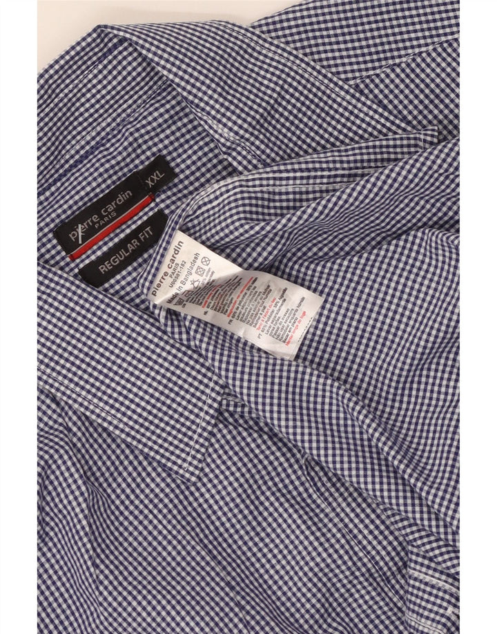 PIERRE CARDIN Mens Regular Fit Shirt 2XL Blue Gingham Polyester