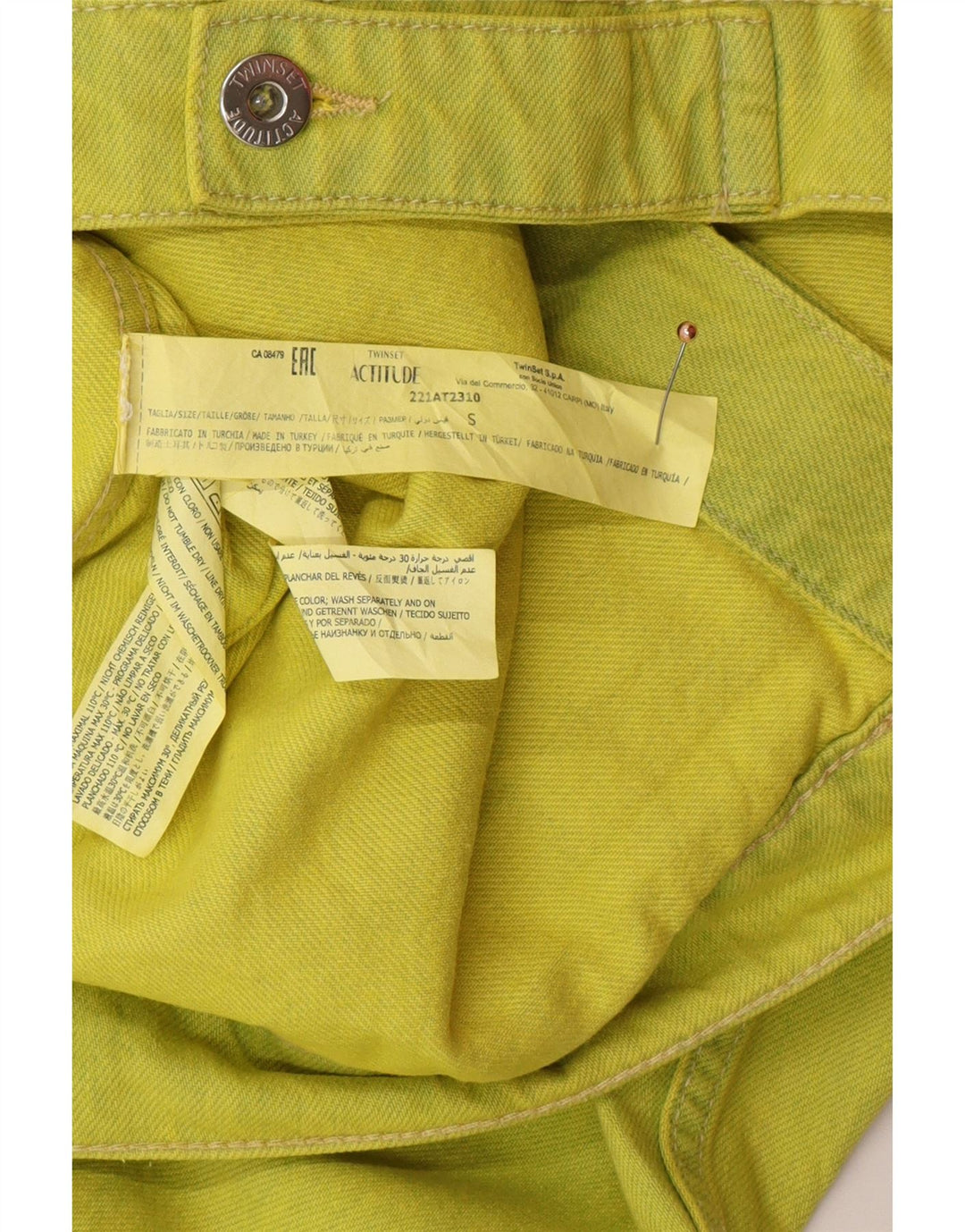 TWINSET Womens Oversized Denim Jacket UK 10 Small Green Cotton Modern