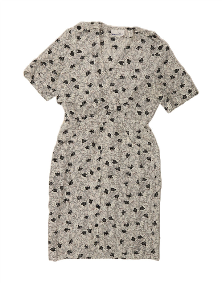 IMPROMPTU Womens Sheath Dress UK 14 Medium Grey Floral Vintage Impromptu and Second-Hand Impromptu from Messina Hembry 