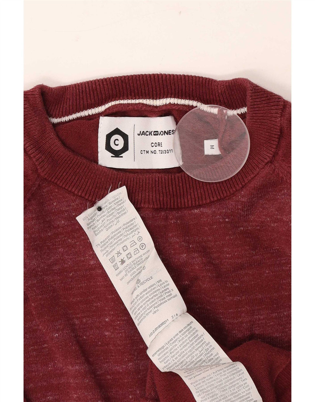 Jack & Jones Mens Crew Neck Jumper Sweater Medium Red Flecked Cotton