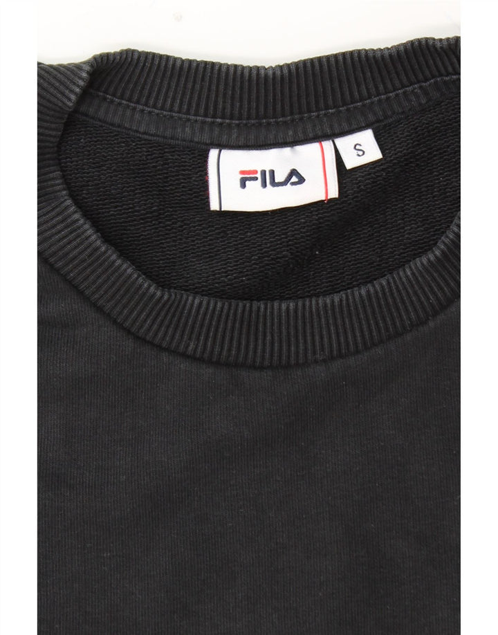 FILA Mens Graphic Sweatshirt Jumper Small Black Colourblock Cotton