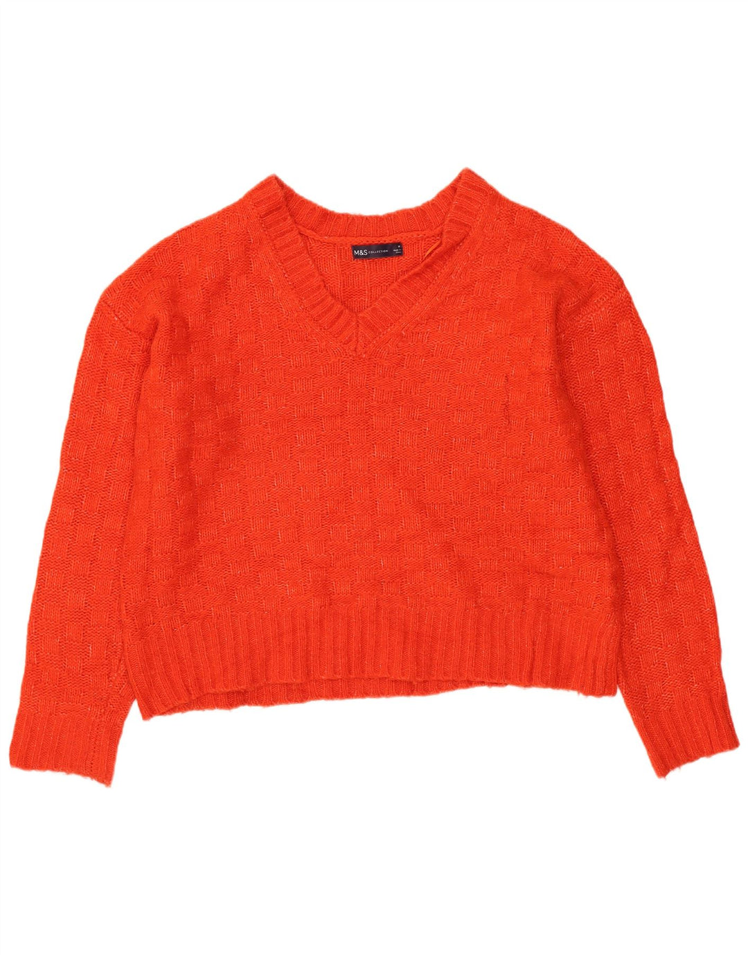 Marks & Spencer Womens Oversized V-Neck Jumper Sweater UK 14 Medium Red