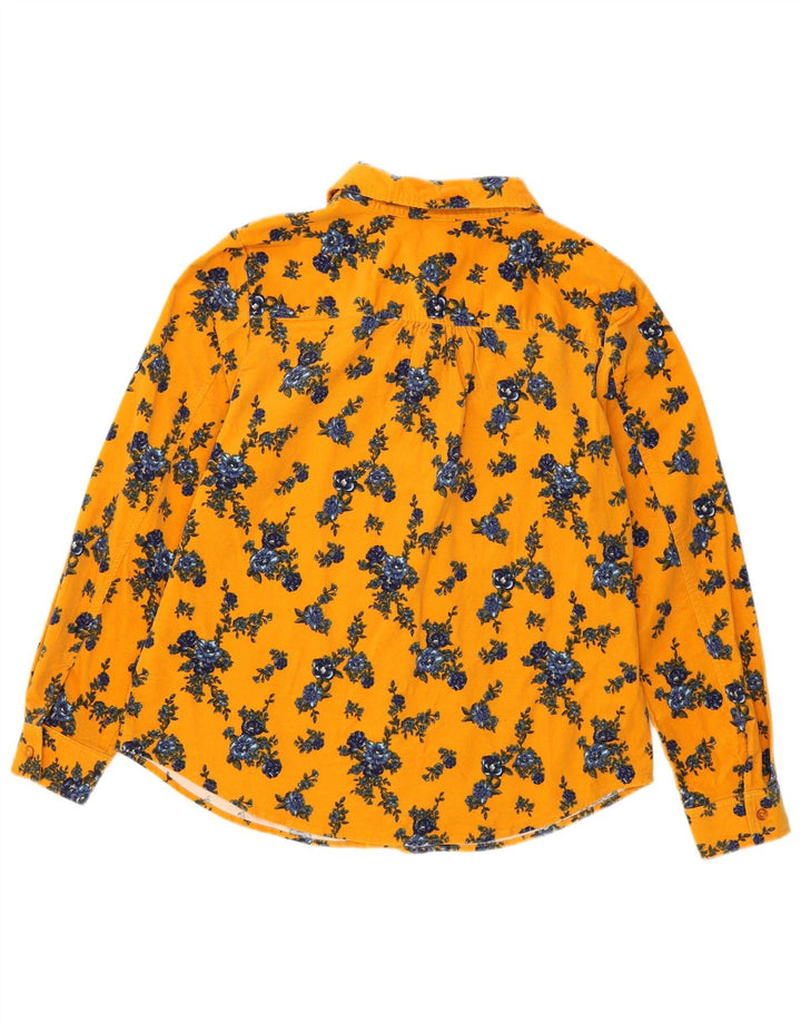 Denim & Co Womens Corduroy Shirt UK 16 Large Yellow Floral Cotton