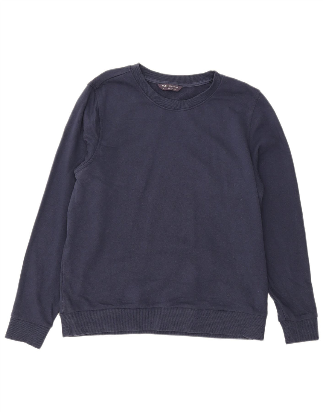 MARKS & SPENCER Womens Sweatshirt Jumper UK 14 Medium Navy Blue Cotton