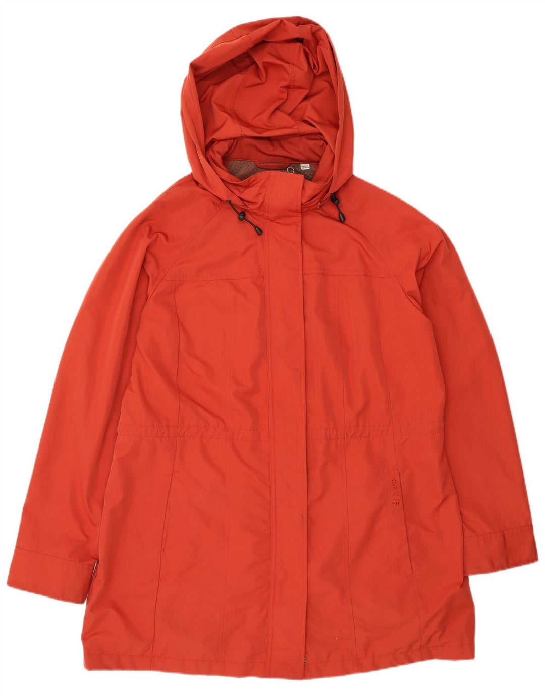 ORVIS Womens Hooded Raincoat UK 16 Large Orange Polyester
