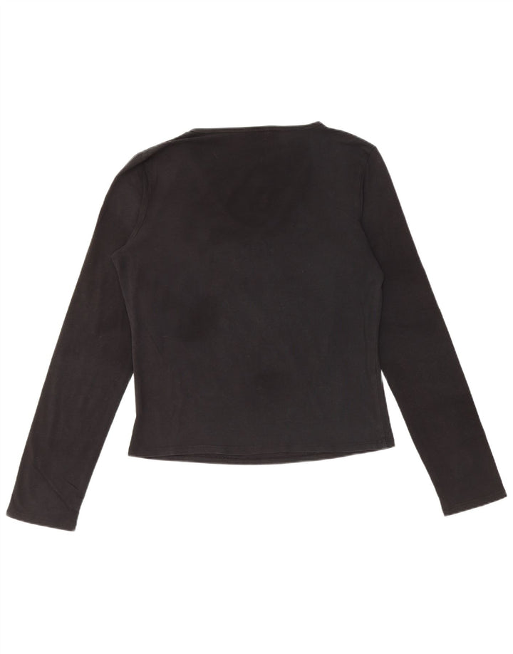 ICEBERG Womens Crop Graphic Top Long Sleeve IT 46 Large Black Floral