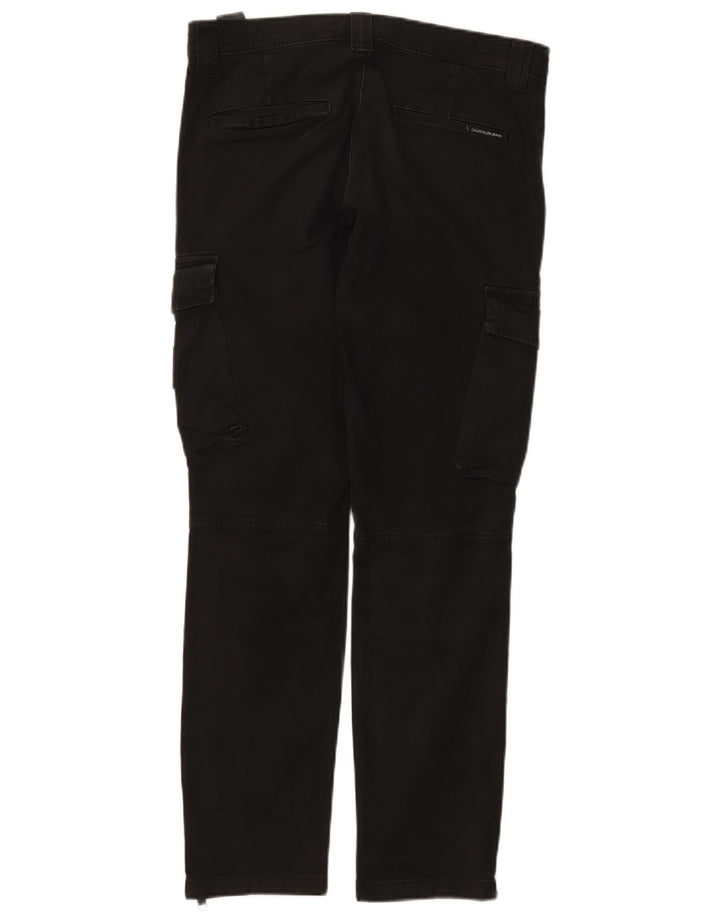 CALVIN KLEIN Mens Slim Cargo Trousers W30 L29 Black Cotton