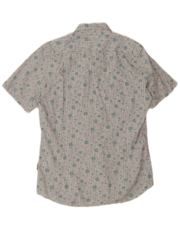 Ted Baker Mens Short Sleeve Shirt Size 3 Medium White Floral Cotton