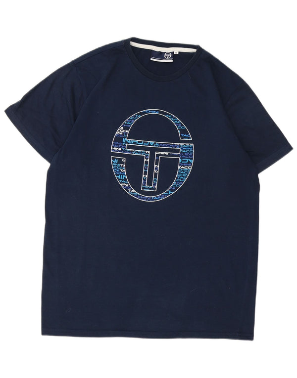 SERGIO TACCHINI Mens Graphic T-Shirt Top Small Navy Blue Polyester