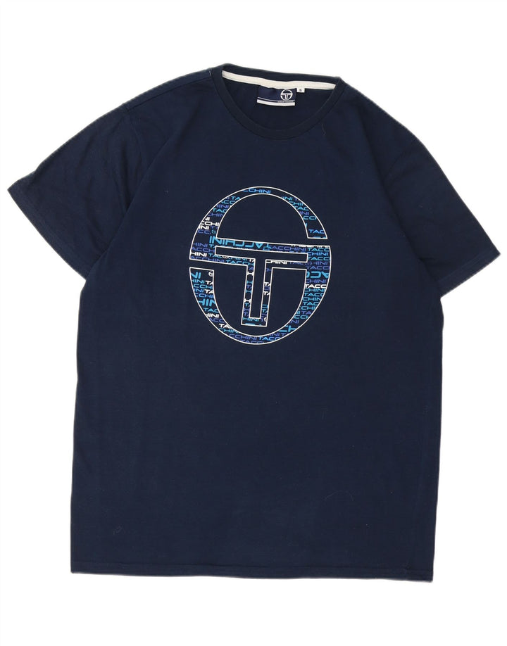 SERGIO TACCHINI Mens Graphic T-Shirt Top Small Navy Blue Polyester