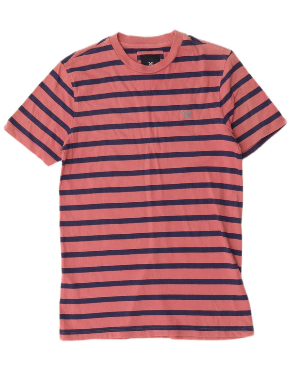 Crew Clothing Mens T-Shirt Top Small Pink Striped Cotton
