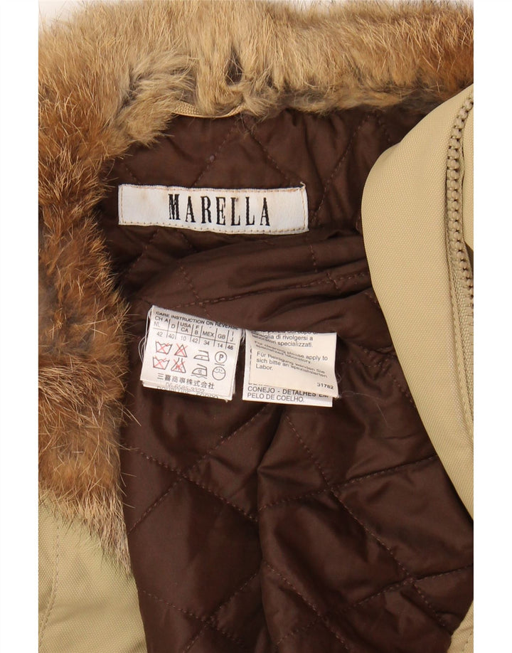 MARELLA Womens Gilet UK 14 Large Khaki Polyester