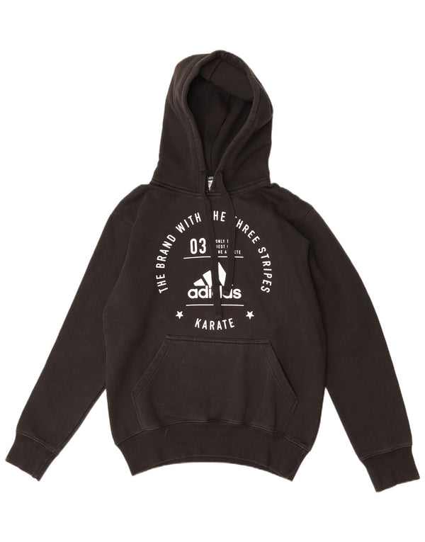 Adidas Mens Three Stripes Graphic Hoodie Jumper Medium Black Cotton