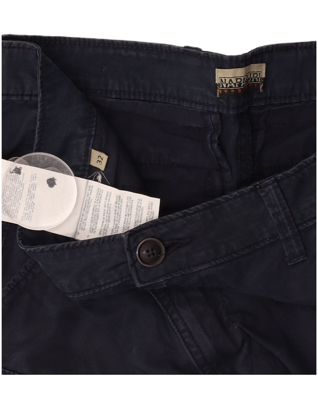 NAPAPIJRI Mens Cargo Shorts W32 Medium  Navy Blue Cotton