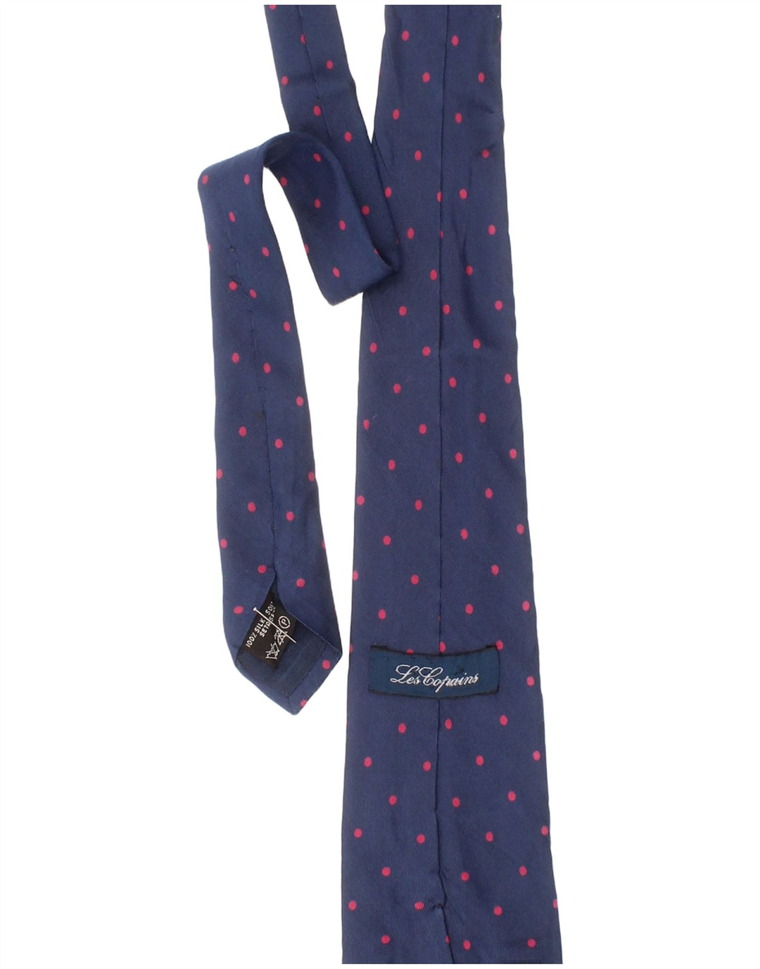 Les Copains Mens Tie One Size Blue Polka Dot Silk Classic