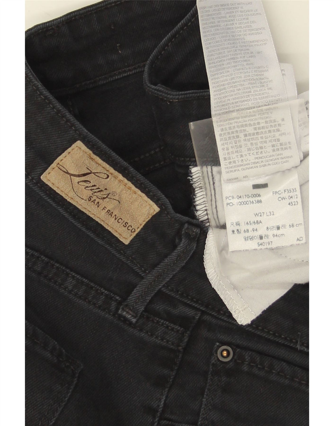 Levi's Womens Straight Jeans W27 L32 Black Cotton