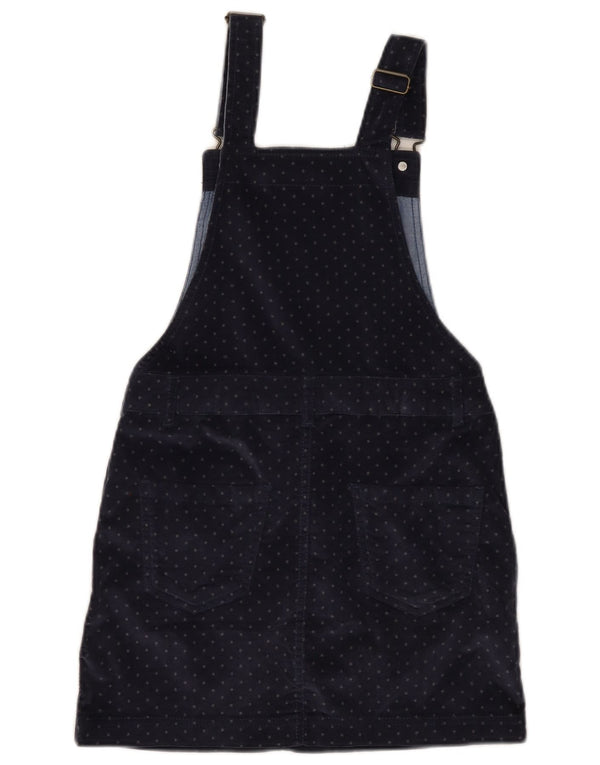 FAT FACE Girls Dungaree Skirt 10-11 Years W26 Navy Blue Spotted Cotton