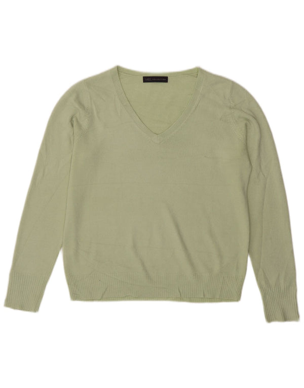 Marks & Spencer Womens V-Neck Jumper Sweater UK 16 Large Green