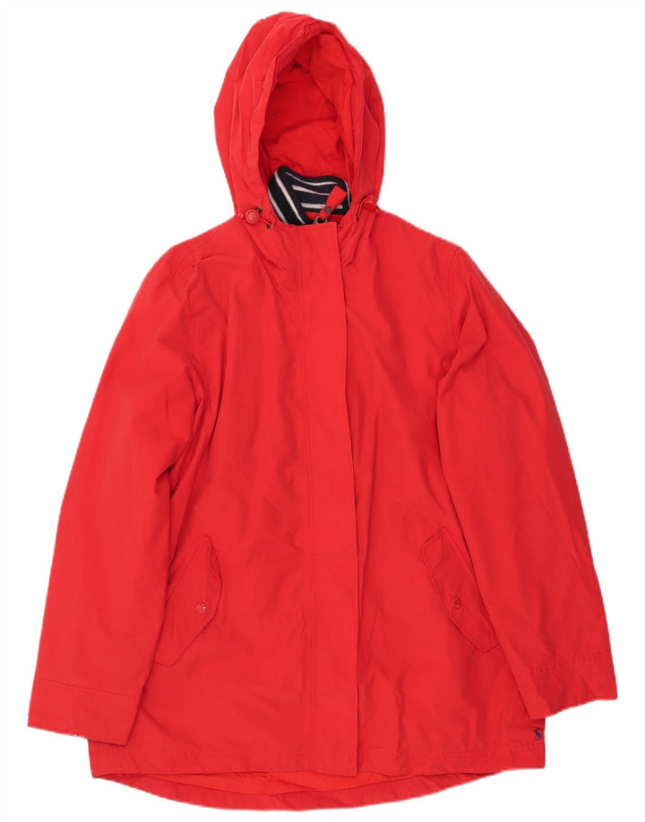 Joules Womens Hooded Raincoat UK 14 Medium Red Cotton