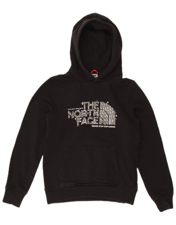 The North Face Girls Graphic Hoodie Jumper 13-14 Years XL Black Cotton