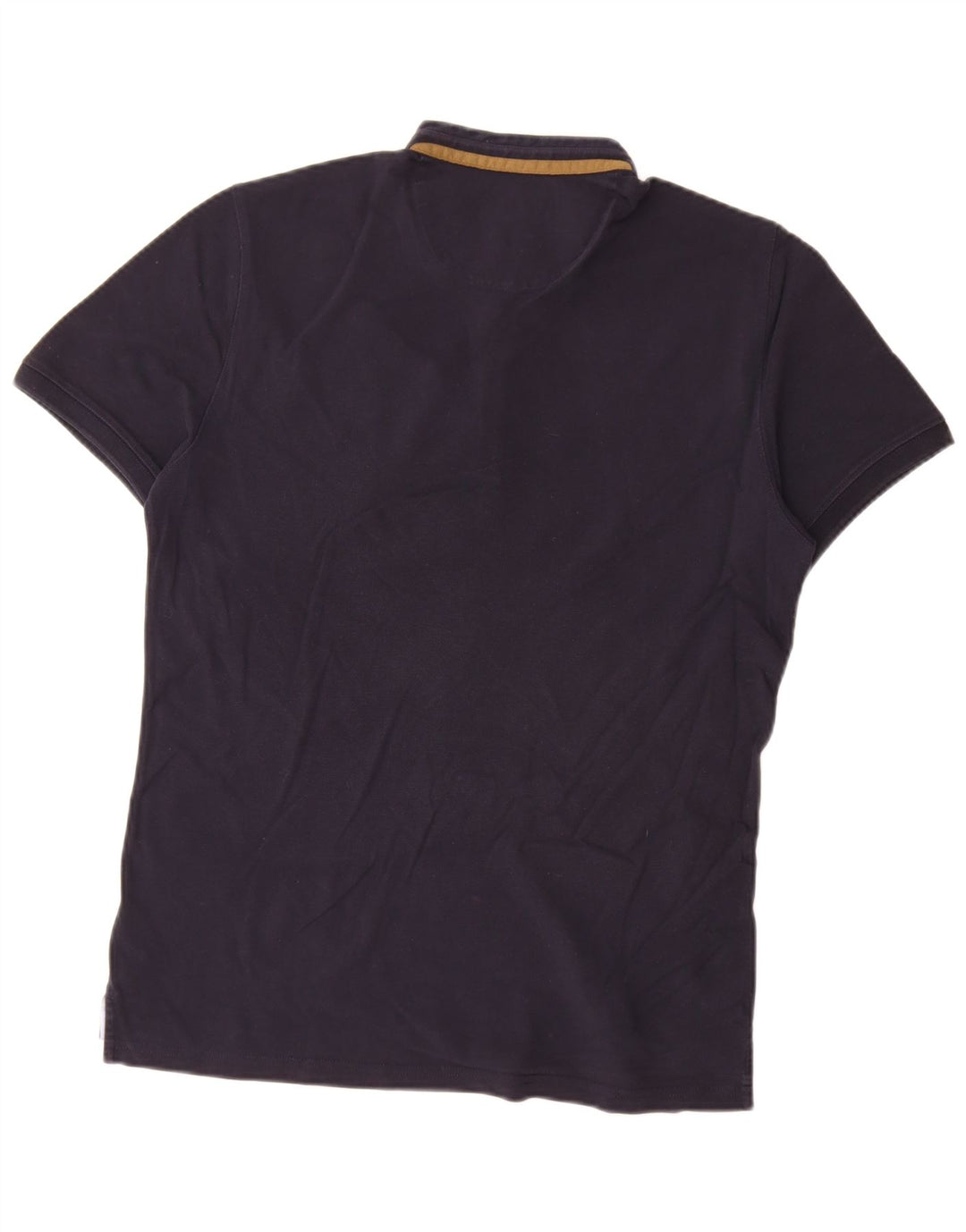 Massimo Dutti Mens Polo Shirt Large Navy Blue Cotton