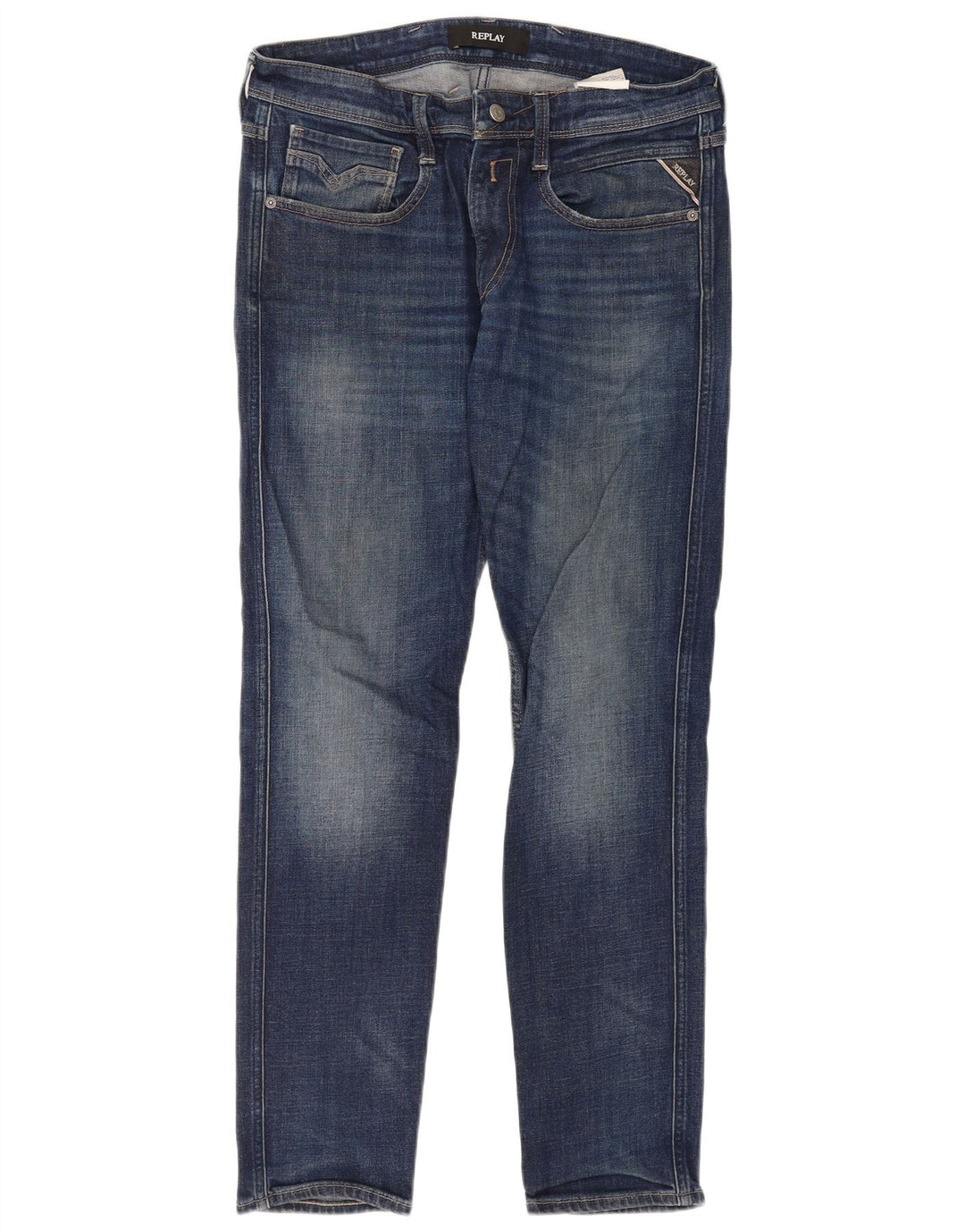 Replay Mens Slim Jeans W33 L32 Blue Cotton