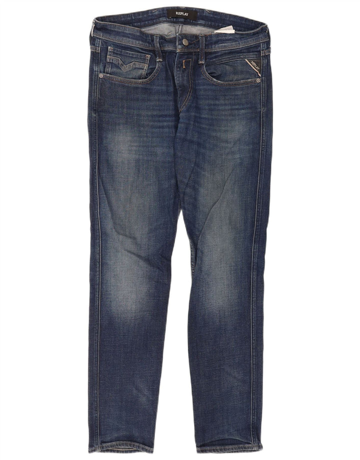Replay Mens Slim Jeans W33 L32 Blue Cotton