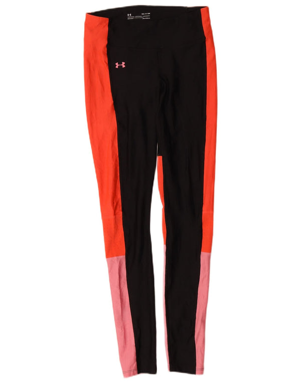 Under Armour Womens Heat Gear Leggings UK 8 Small Multicoloured Colourblock