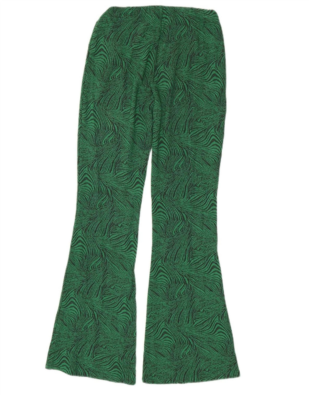ZARA Womens Flare Casual Trousers Small W26 L33 Green Animal Print