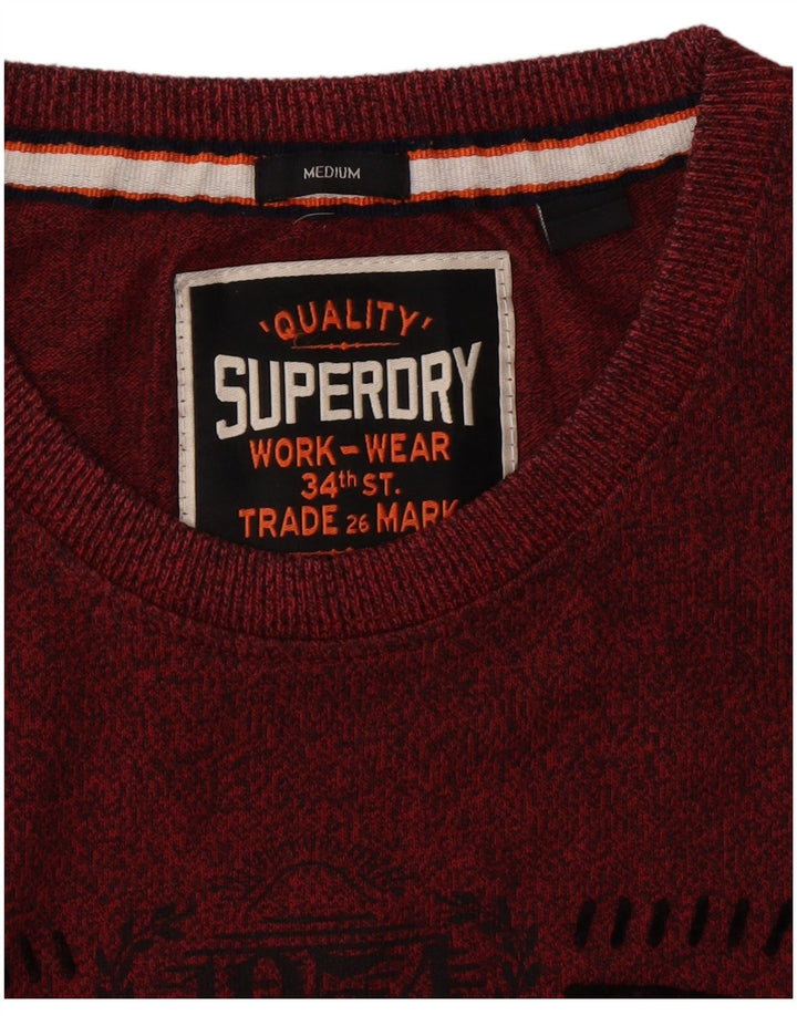 SUPERDRY Mens Graphic T-Shirt Top Medium Maroon