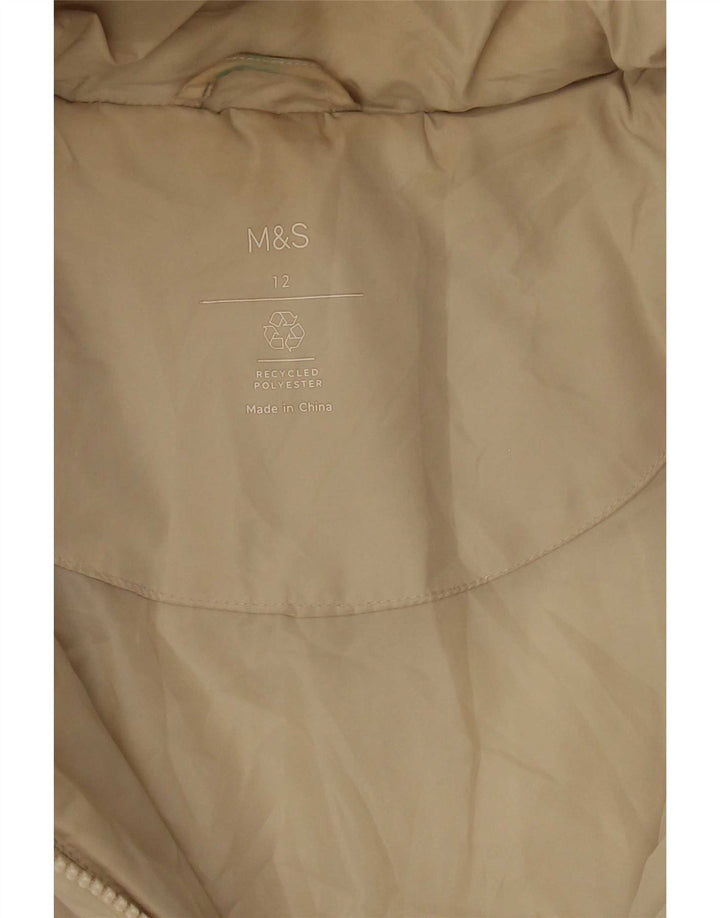 Marks & Spencer Womens Hooded Padded Jacket UK 12 Medium Off White